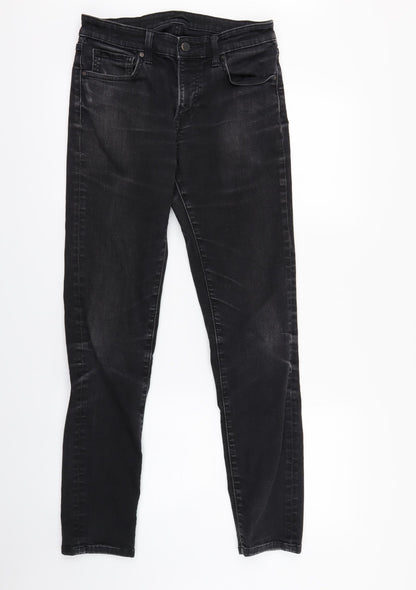Unique Womens Black  Denim Skinny Jeans Size 12 L30 in