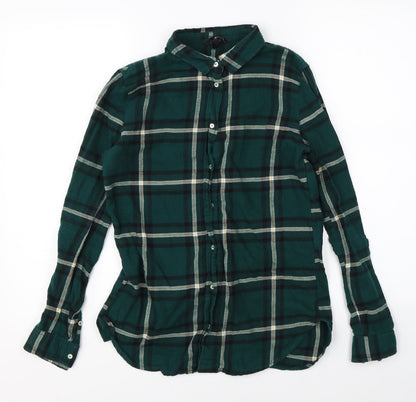 Womens UK Size 4 H&M Green Basic Button-Up
