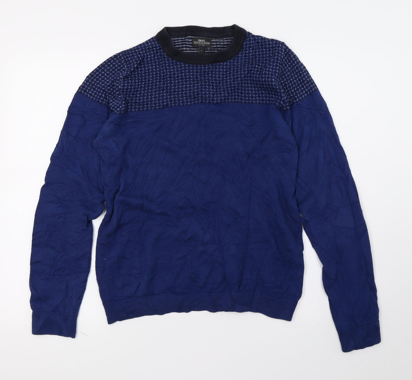 NEXT Mens Blue Polka Dot Knit Pullover Jumper Size S