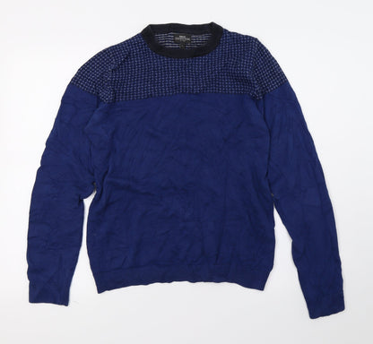 NEXT Mens Blue Polka Dot Knit Pullover Jumper Size S
