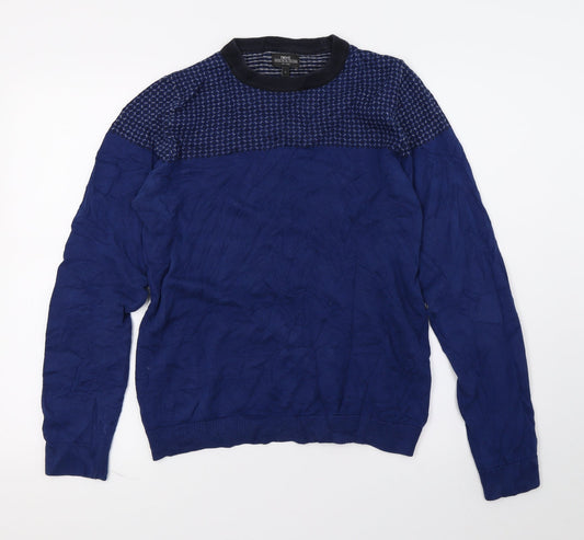 NEXT Mens Blue Polka Dot Knit Pullover Jumper Size S