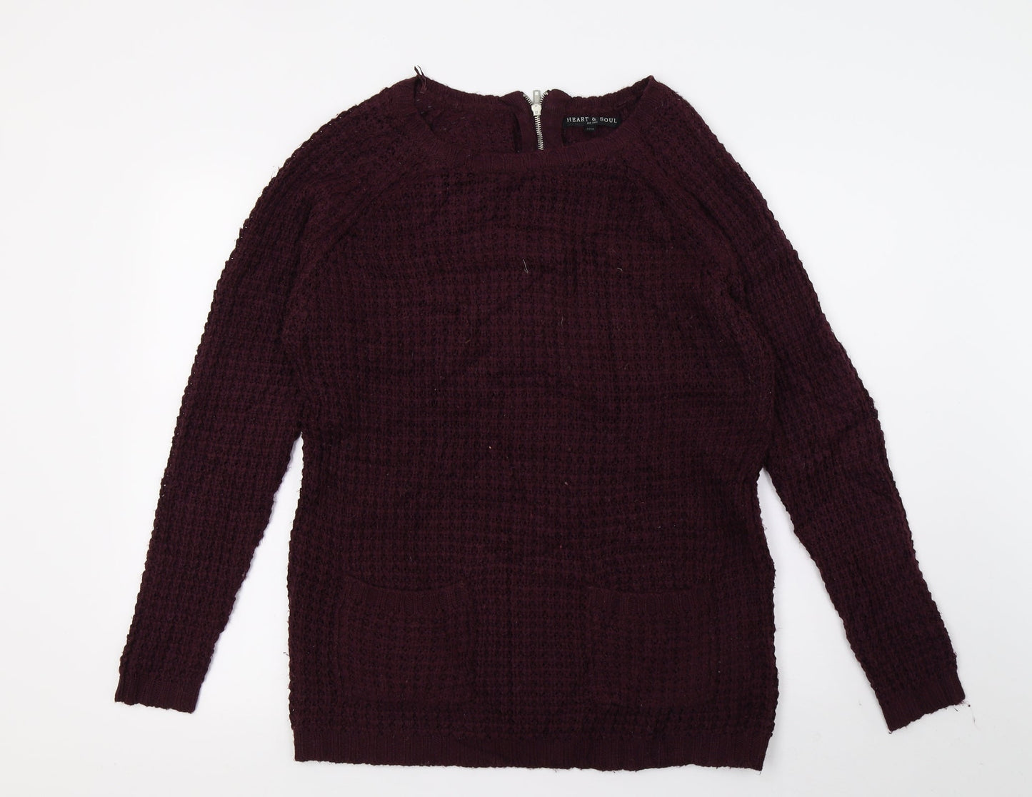Heart & Soul Womens Purple  Knit Pullover Jumper Size 12