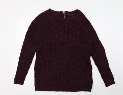 Heart & Soul Womens Purple  Knit Pullover Jumper Size 12