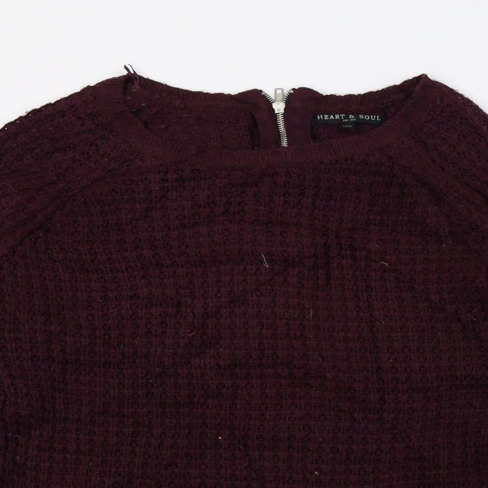Heart & Soul Womens Purple  Knit Pullover Jumper Size 12