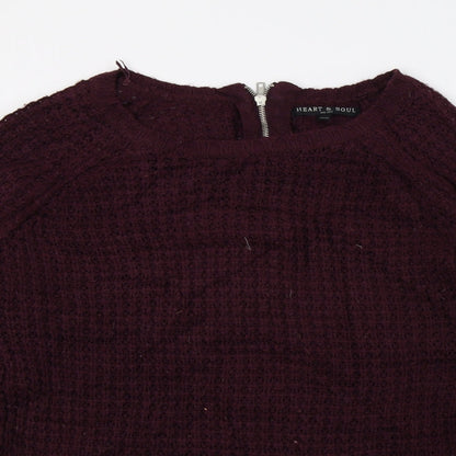 Heart & Soul Womens Purple  Knit Pullover Jumper Size 12