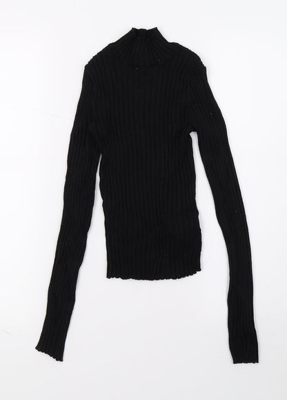 Womens UK Size 4 H&M Black Basic T-Shirt
