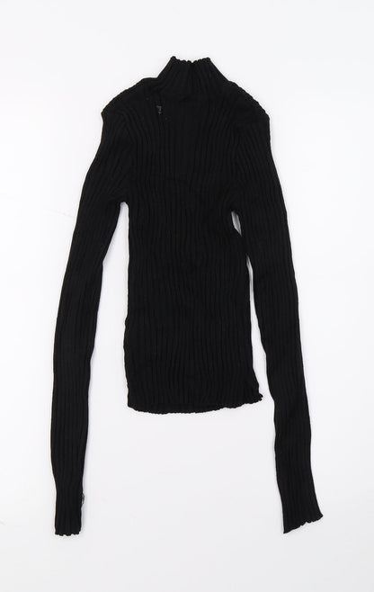 Womens UK Size 4 H&M Black Basic T-Shirt