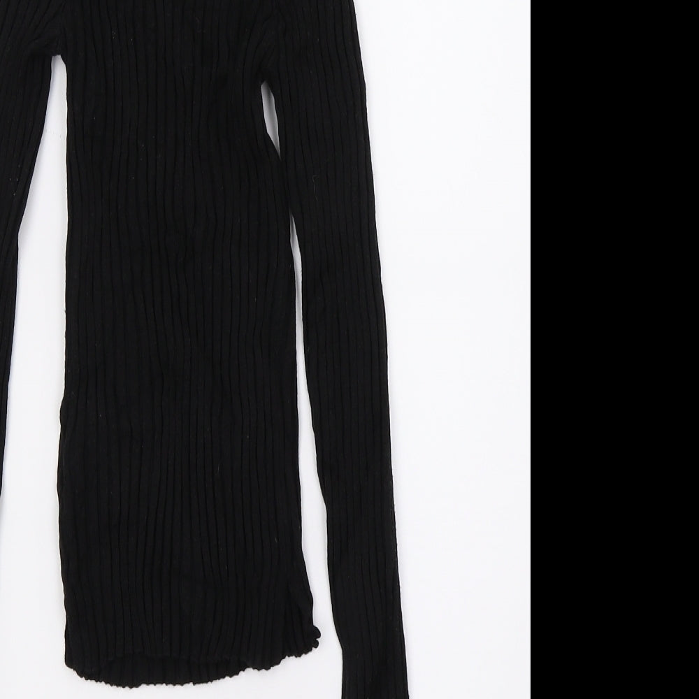 Womens UK Size 4 H&M Black Basic T-Shirt