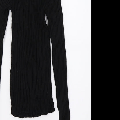 Womens UK Size 4 H&M Black Basic T-Shirt