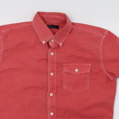 Mens UK Size XS Gap Red  Button-Up Short Sleeve Casual Shirt
