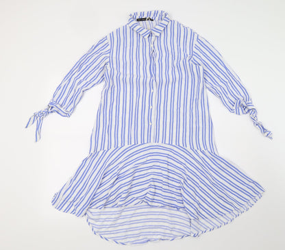 Zara Womens Blue Striped  Fit & Flare  Size 4