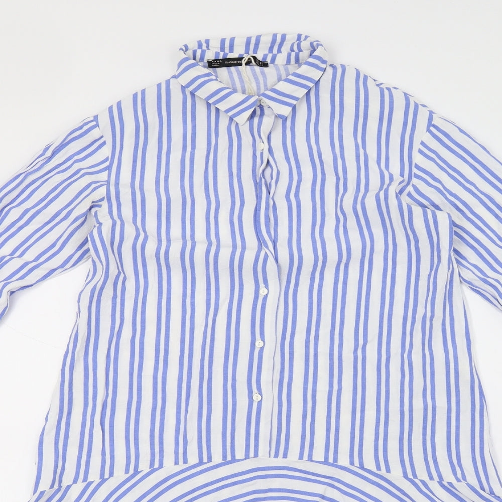 Zara Womens Blue Striped  Fit & Flare  Size 4