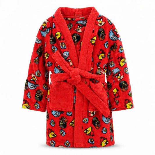 NEXT Boys Red Geometric Microfibre  Robe Size 5 Years  - Angry Birds