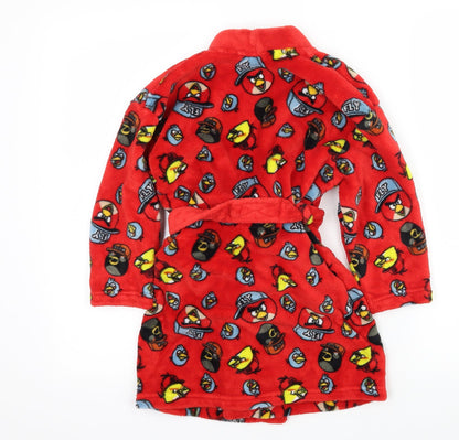 NEXT Boys Red Geometric Microfibre  Robe Size 5 Years  - Angry Birds