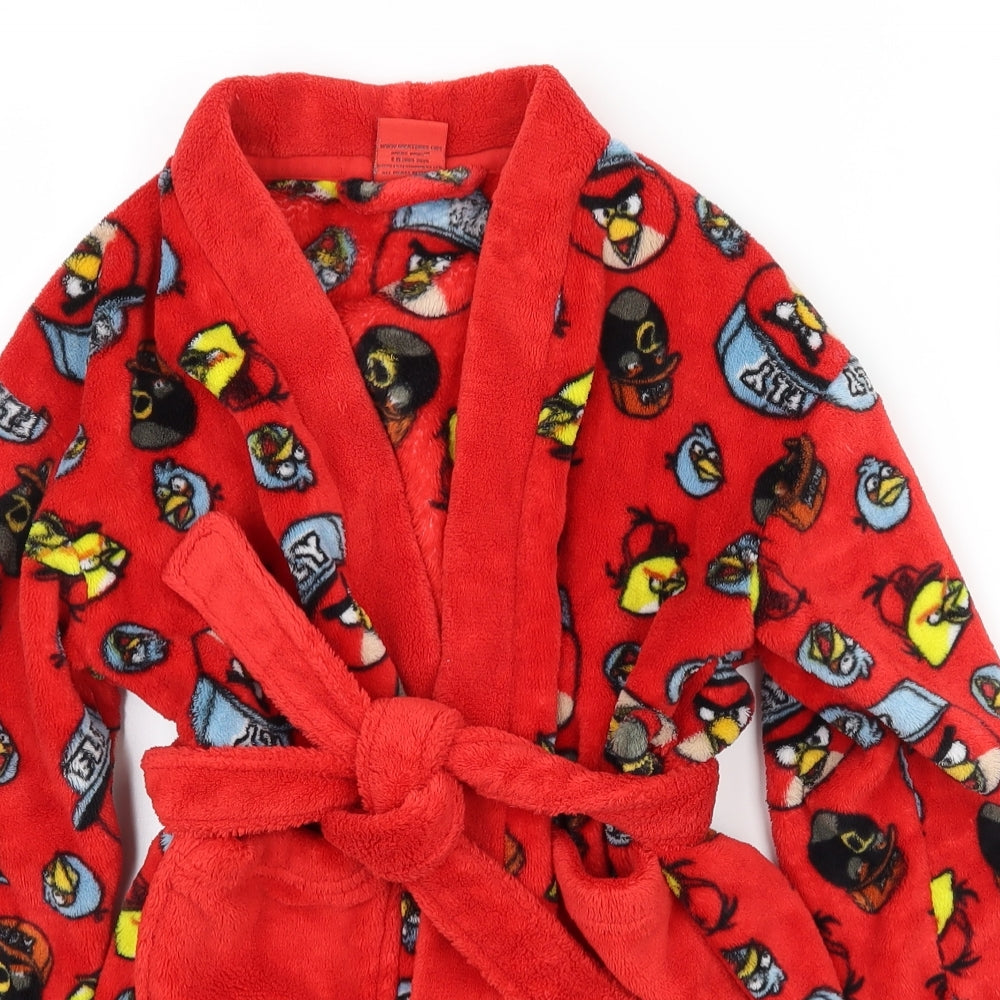 NEXT Boys Red Geometric Microfibre  Robe Size 5 Years  - Angry Birds