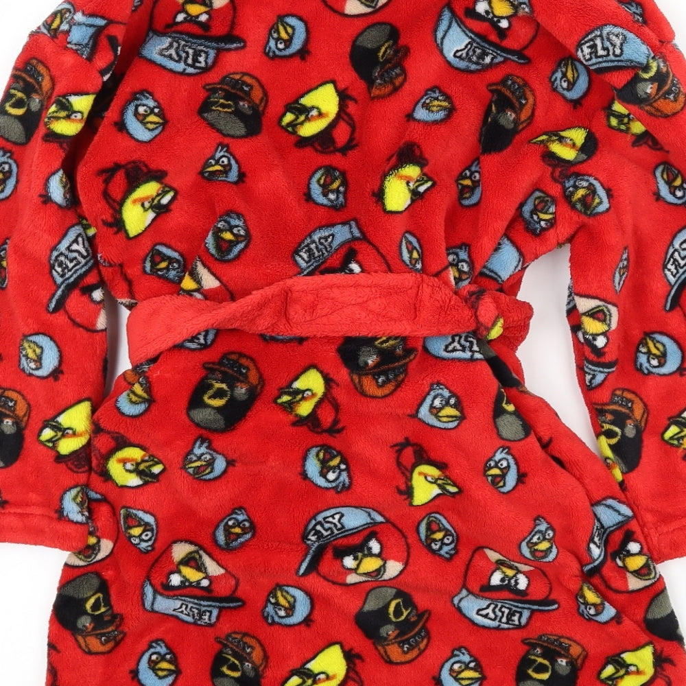 NEXT Boys Red Geometric Microfibre  Robe Size 5 Years  - Angry Birds