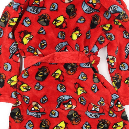 NEXT Boys Red Geometric Microfibre  Robe Size 5 Years  - Angry Birds