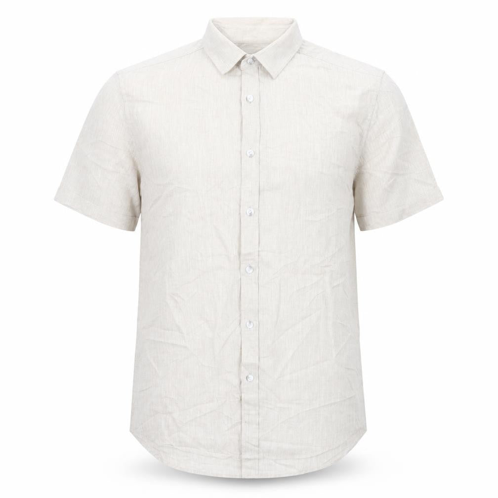 Mens UK Size S Topman Beige  Button-Up Short Sleeve Casual Shirt