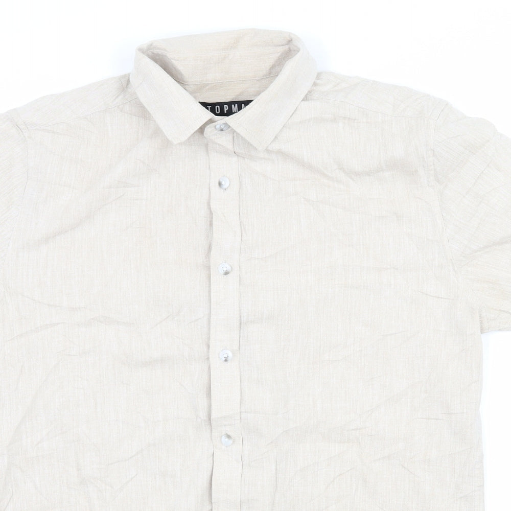 Topman Mens Beige    Button-Up Size S