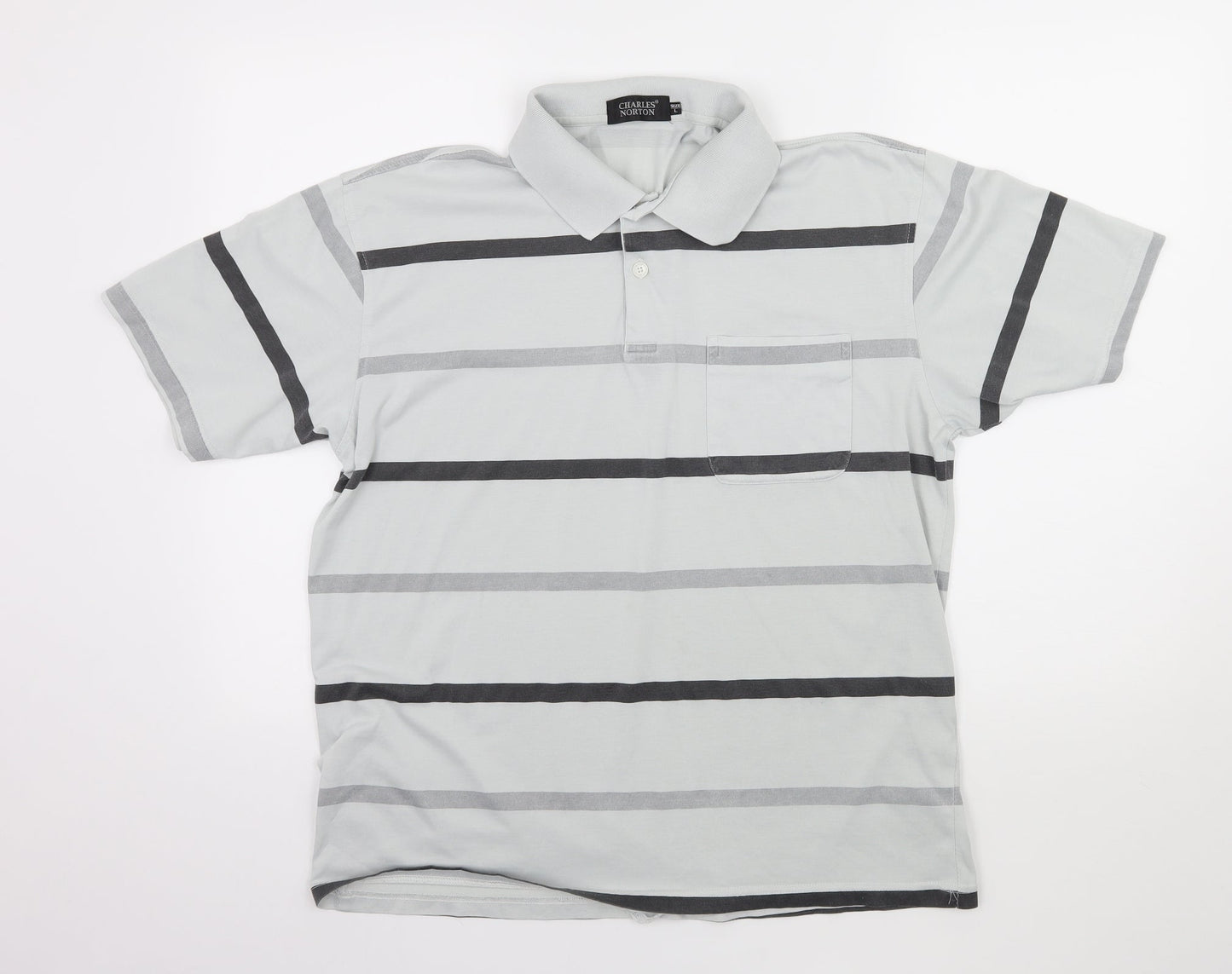 Charles Norton Mens Gold Striped Jersey  Polo Size L