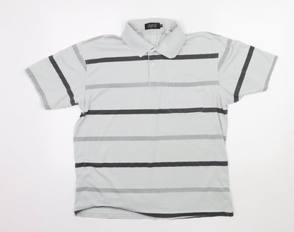 Charles Norton Mens Gold Striped Jersey  Polo Size L