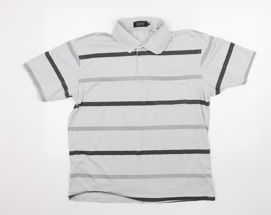 Charles Norton Mens Gold Striped Jersey  Polo Size L