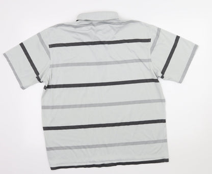 Charles Norton Mens Gold Striped Jersey  Polo Size L