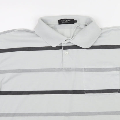 Charles Norton Mens Gold Striped Jersey  Polo Size L