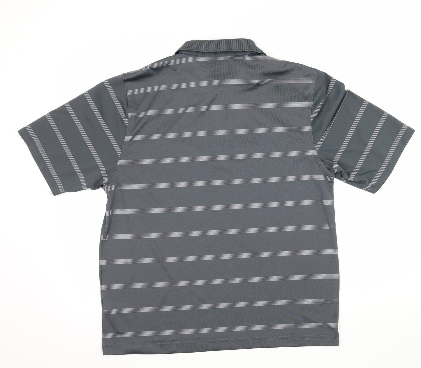 Lincoln Mens Grey Striped Jersey  Polo Size M