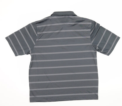 Lincoln Mens Grey Striped Jersey  Polo Size M