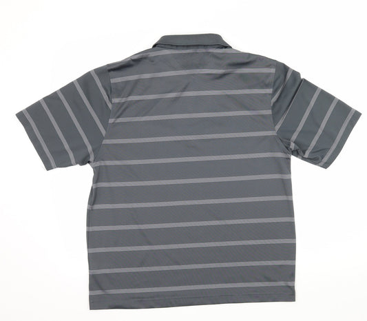 Lincoln Mens Grey Striped Jersey  Polo Size M