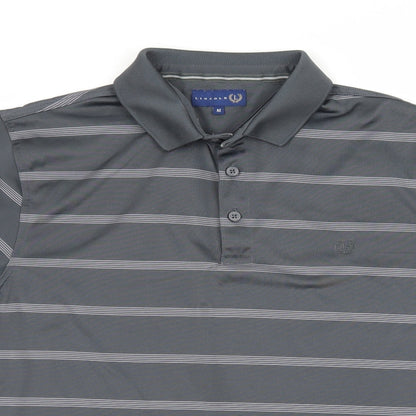 Lincoln Mens Grey Striped Jersey  Polo Size M