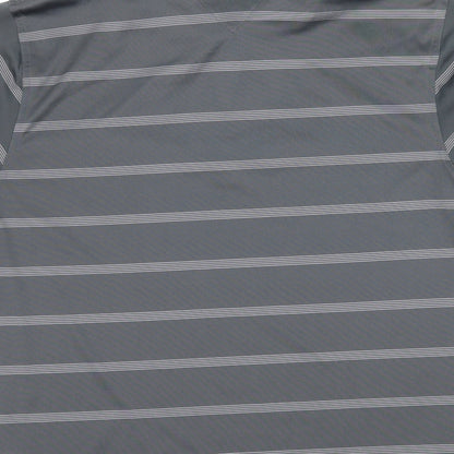 Lincoln Mens Grey Striped Jersey  Polo Size M