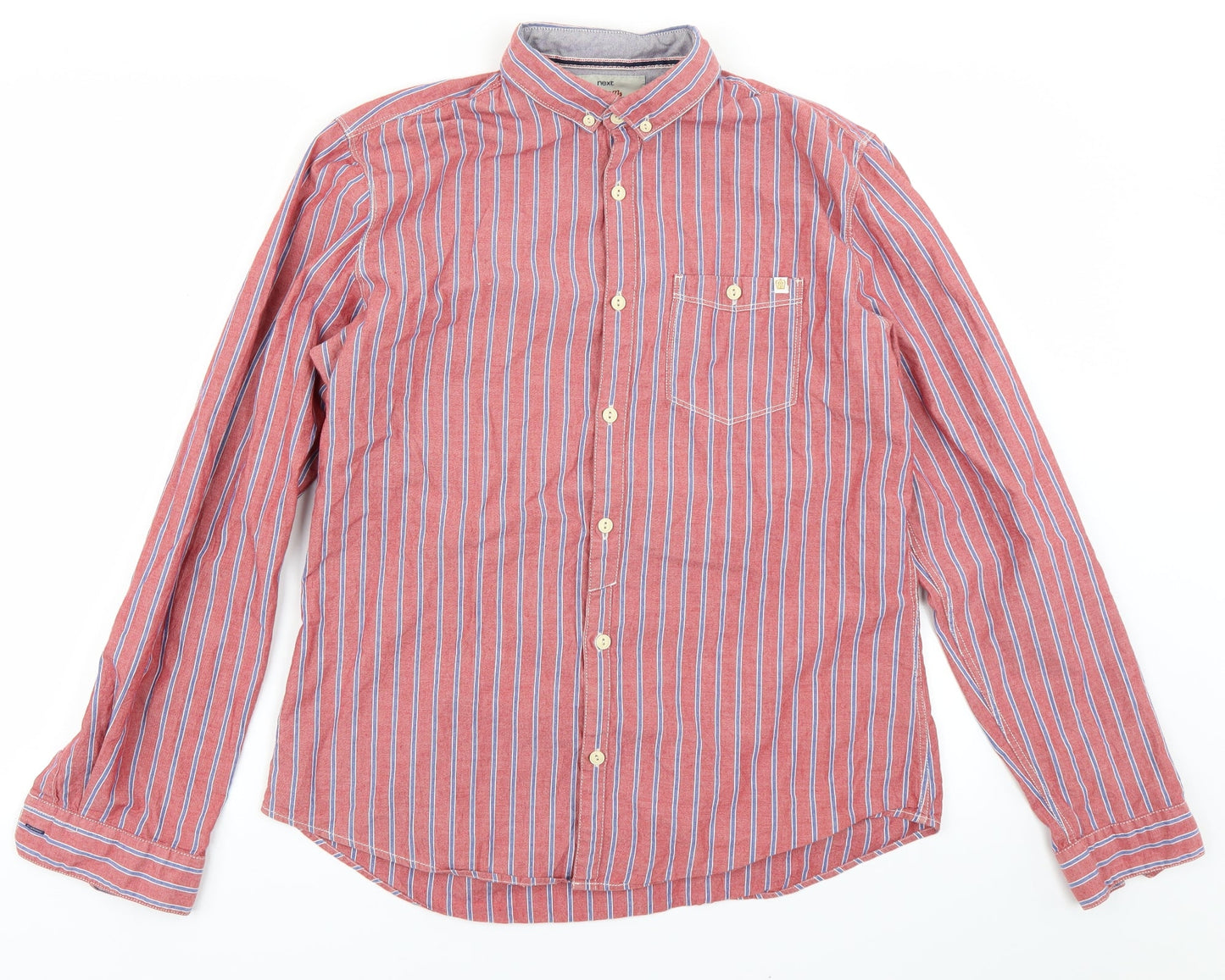 Mens UK Size M NEXT Red  Button-Up Long Sleeve Casual Shirt