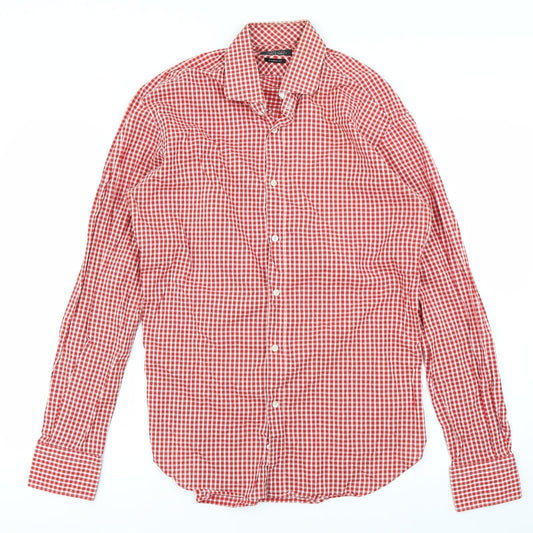 Zara Mens Red Check   Button-Up Size S