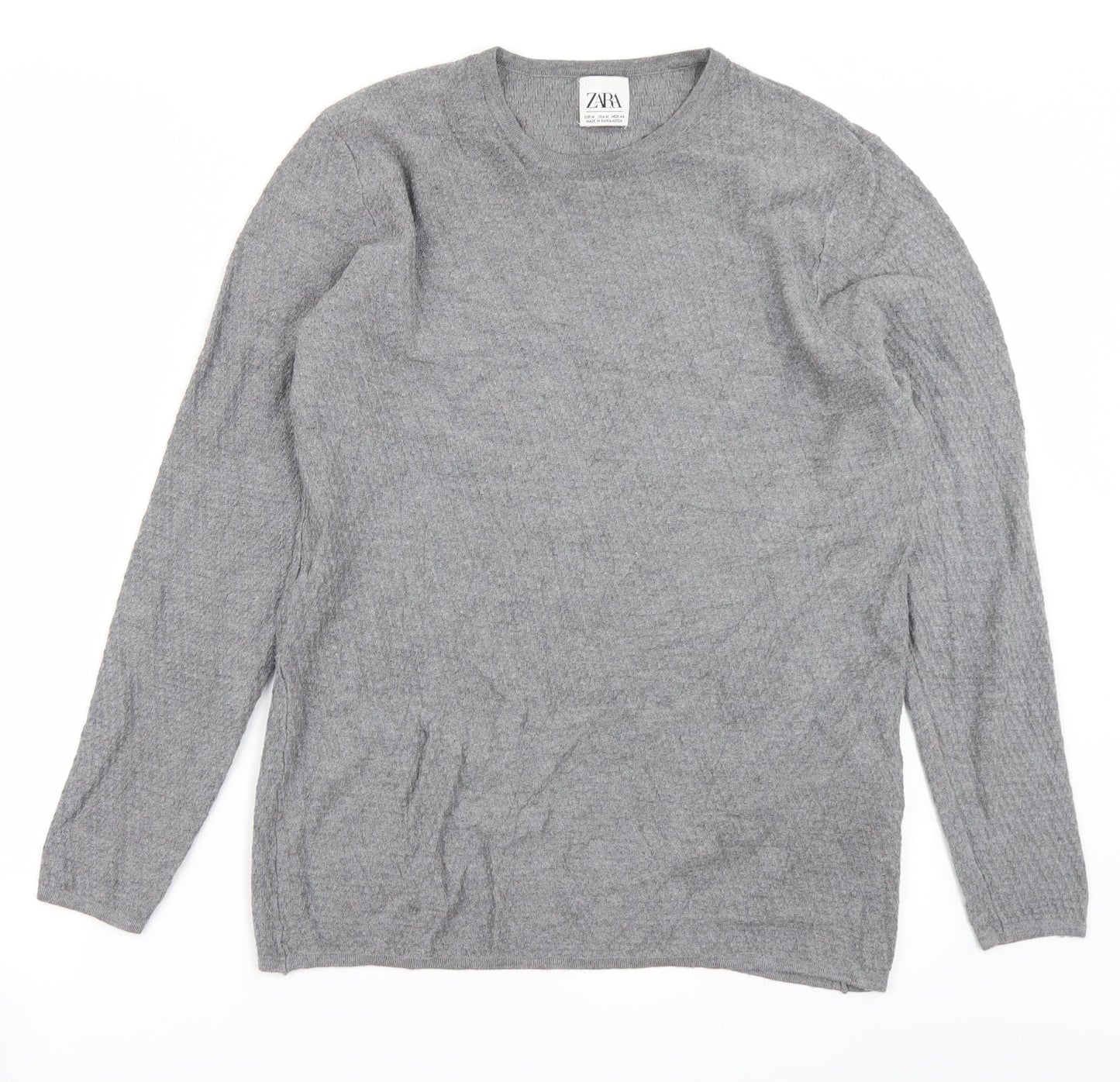 Womens UK Size M Zara Grey Basic T-Shirt