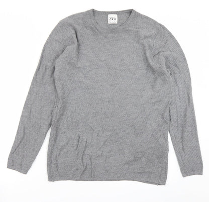 Womens UK Size M Zara Grey Basic T-Shirt