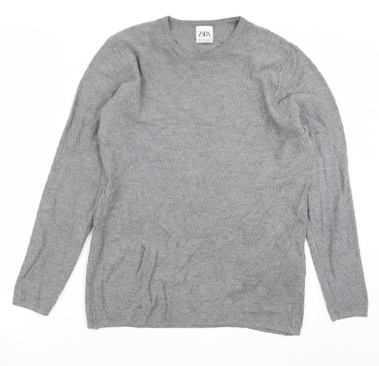 Womens UK Size M Zara Grey Basic T-Shirt