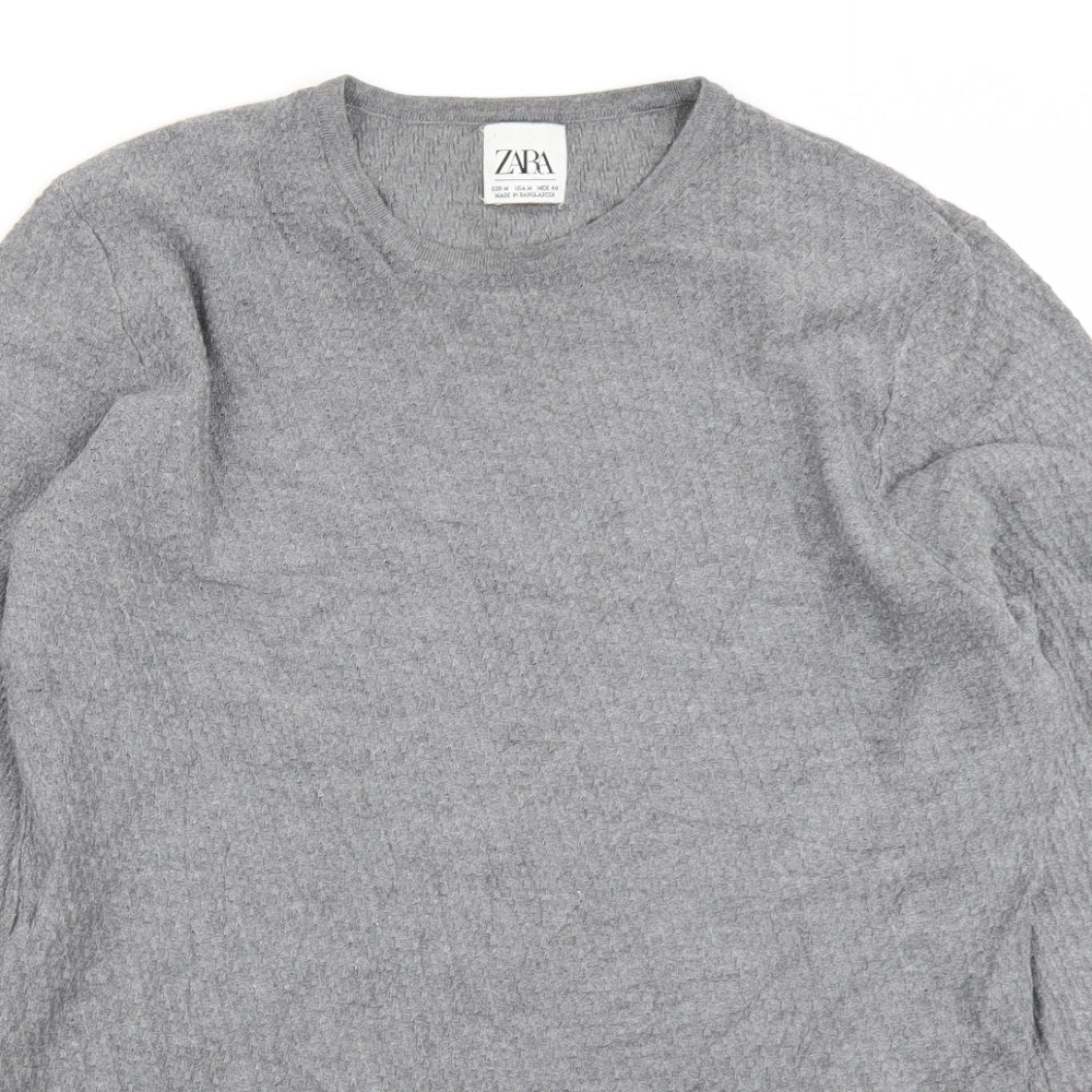 Womens UK Size M Zara Grey Basic T-Shirt