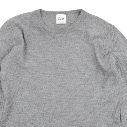 Womens UK Size M Zara Grey Basic T-Shirt