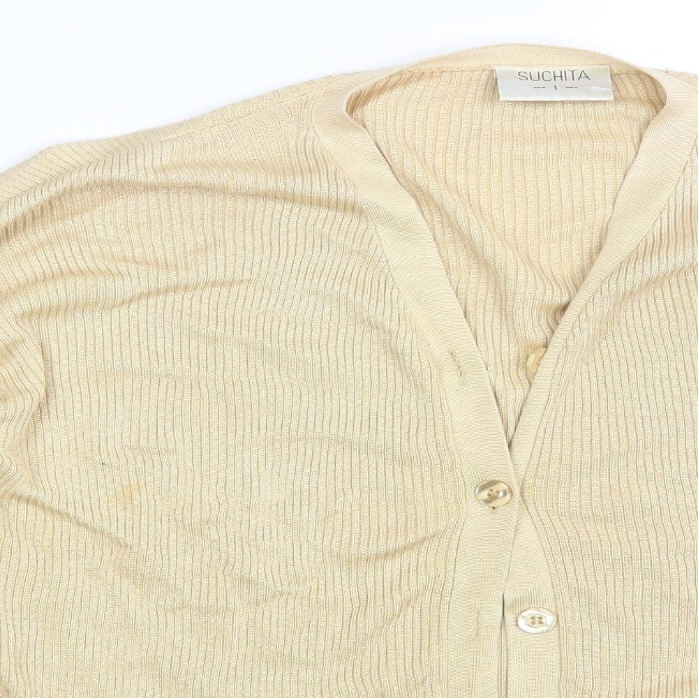 Suchita Womens Gold   Cardigan Jumper One Size