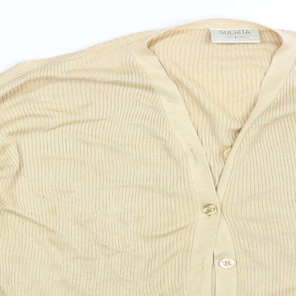 Suchita Womens Gold   Cardigan Jumper One Size