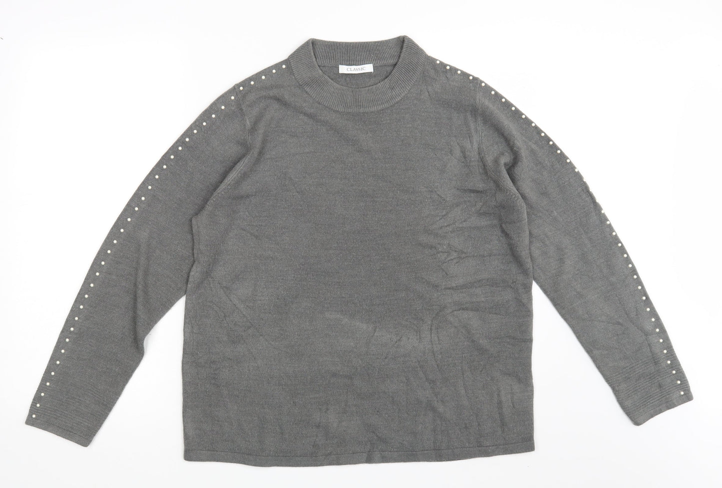 Classic Womens Grey   Pullover Sweatshirt Size 16