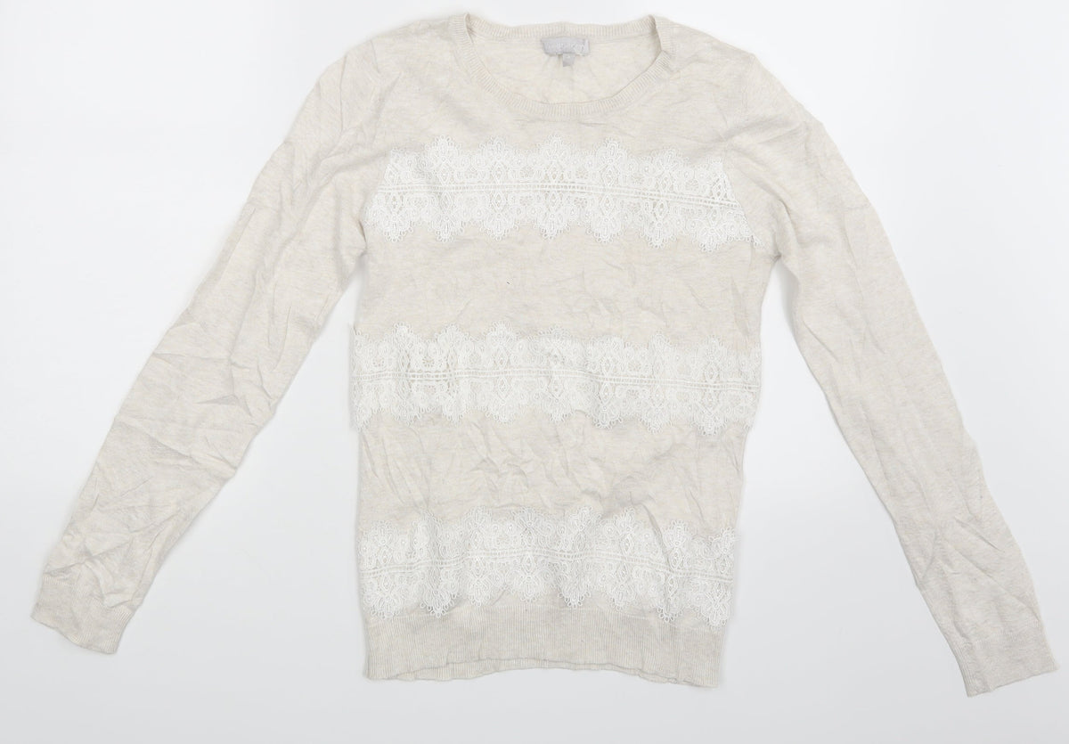 Additional front view of Red Herring women’s ivory pullover sweatshirt, size UK 8