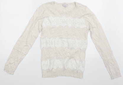 Additional front view of Red Herring women’s ivory pullover sweatshirt, size UK 8