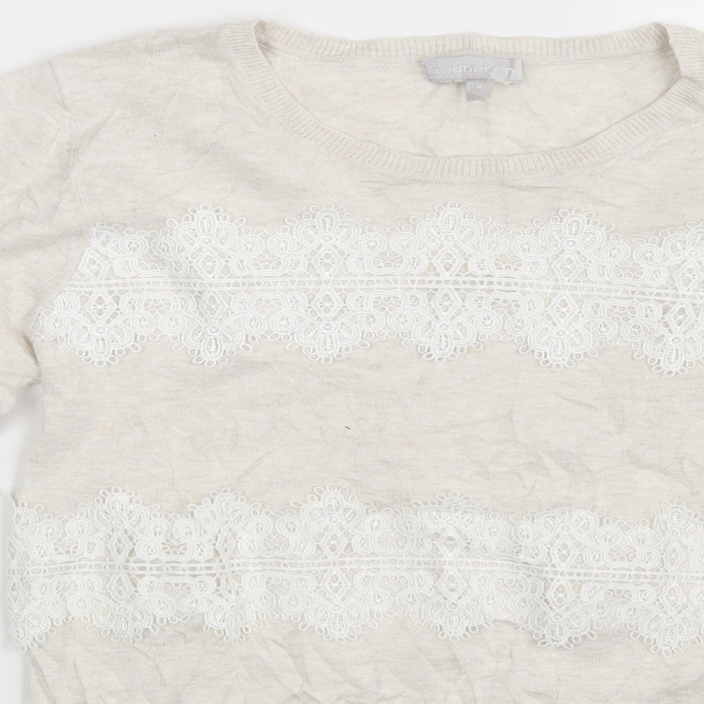Close-up detail of Red Herring women’s ivory pullover sweatshirt, size UK 8