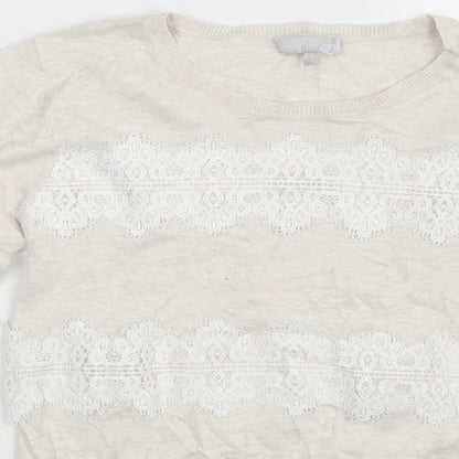 Close-up detail of Red Herring women’s ivory pullover sweatshirt, size UK 8