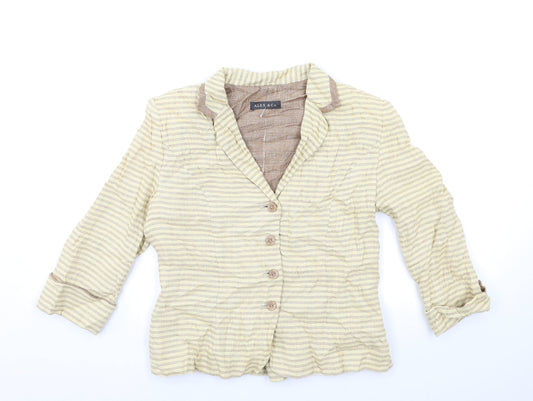 ALEX & CO Womens Beige Striped  Jacket  Size 10