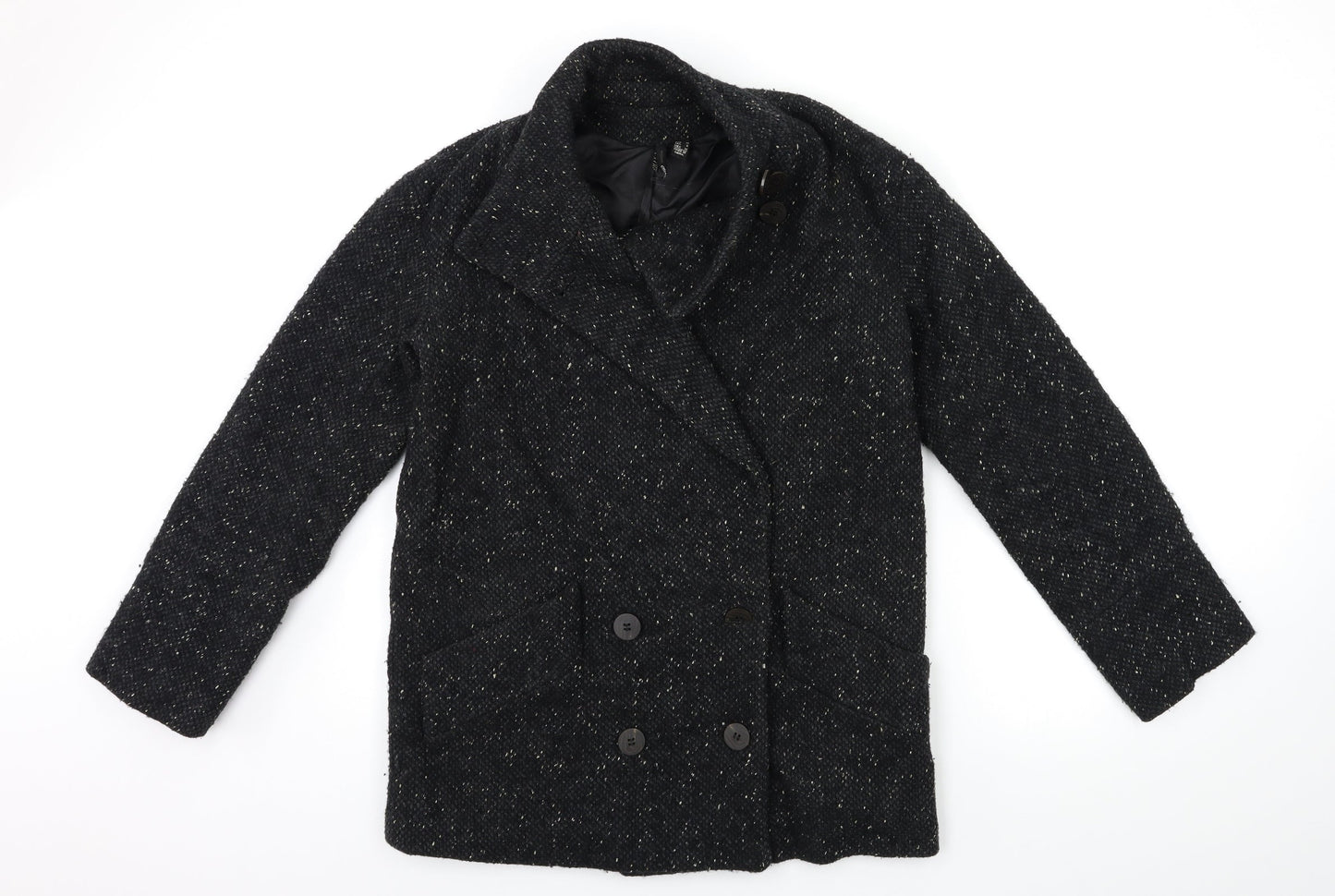Womens UK Size M Mango Black Overcoat