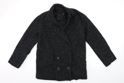 Womens UK Size M Mango Black Overcoat
